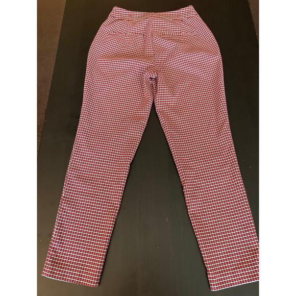 New York & Co High Waisted Ankle Stretch Red Plaid Pants Sz2 - Picture 11 of 12